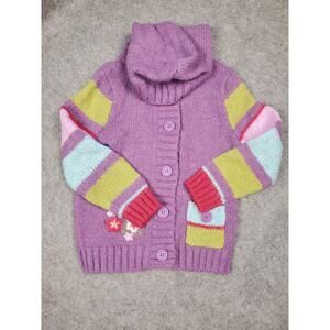 Greendog Girls Size 6X Purple Button Up Hooded Sweater